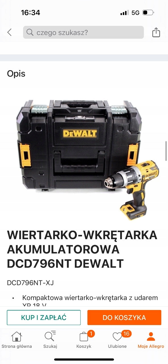 DeWALT DCD796N 70Nm wkrętarka akumulatorowa bezszczotkowa udarowa 2 biegi