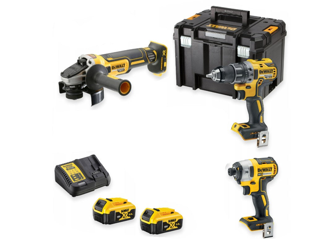 DeWALT DCK384P2T zestaw combo 18V XR DCD796 DCF887 DCG405 2x5Ah