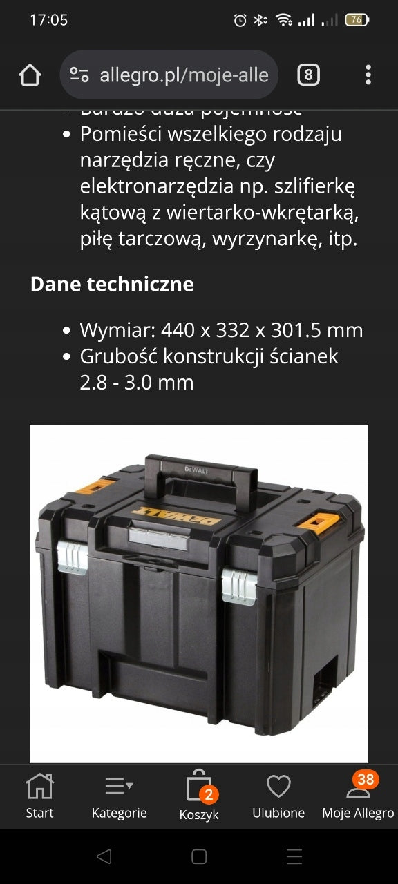 DeWALT DWST1-71195 skrzynia walizka kufer TSTAK VI