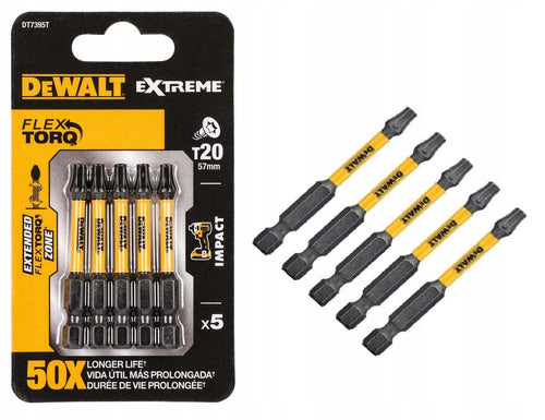 DeWALT zestaw bitów udarowych 1/4'" Torx T20 50mm 5szt torsion DT7395T