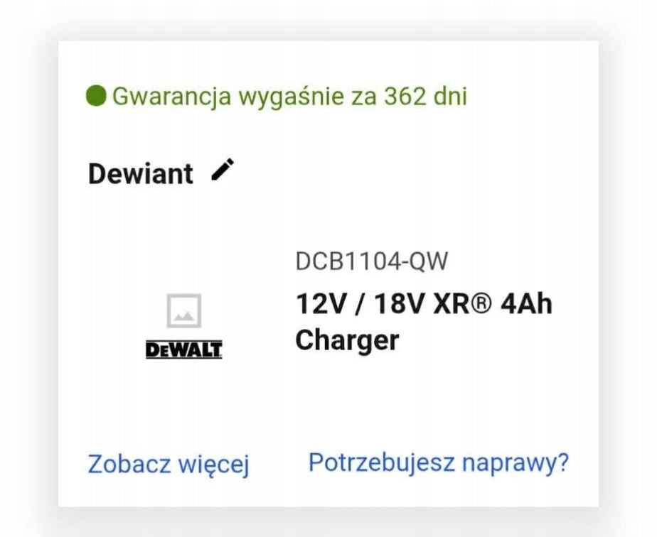 Nowa ładowarka DeWALT DCB1104 18V