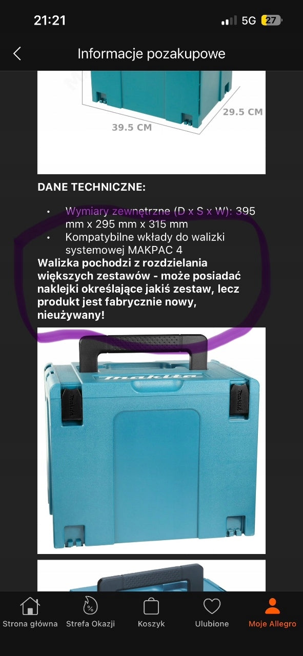 Walizka systemowa MAKPAC 40x30CM typ 4 Makita (821552-6)