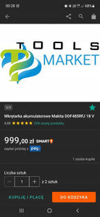 Wkrętarka Makita zasilanie akumulatorowe 18 V DDF485Z